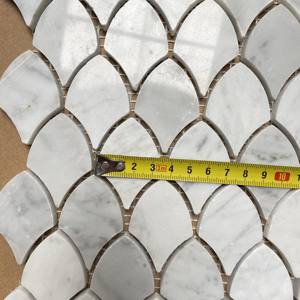 Azulejos de mosaico de mármol de piedra de escamas de pescado blanco moderno diseño clásico simple para corte personalizado de suelo de baño de Hotel - Product Image 3