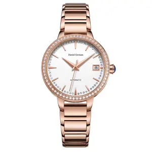 นาฬิกาอัตโนมัติ Suppliers-แฟชั่นใหม่อัตโนมัติของผู้หญิง Saphire แก้วผู้หญิงนาฬิกาสายเหล็กนาฬิกา