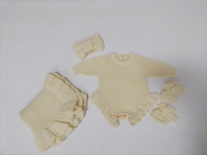 100% coperta per bambini in maglia di cotone biologico con bordo a volant morbido avvolgente per biancheria da <span class=keywords><strong>neonato</strong></span> - Product Image 5