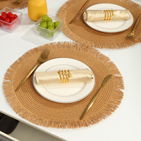 Tapis de table en papier élégant de style bohème Tapis de bureau décoratifs et assiette de charge pour la salle à manger, le bureau et la cuisine