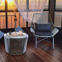 Table basse de bistrot moderne pour balcon et patio, mobilier individuel de loisirs en rotin, bureau et chaise