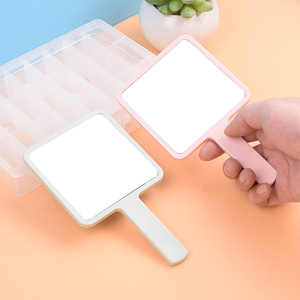 Square Handle Makeup <b>Mirror</b> <b>Plastic</b> Frame Aluminum Lens Portable Beauty Salon Tool - Product Image 2