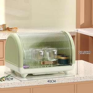 Estante de secado de platos de cocina, cesta a prueba de pan, biberón, caja de almacenamiento, portavasos de plástico con tapa de concha - Product Image 2