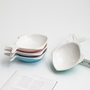 Gato cerâmico pequeno peixe-dado forma criativo bonito Tigela Anti-inclinação Food Bowl gato Comer e beber Tigela - Product Image 4