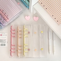 Carnet à feuilles mobiles transparent en PVC, style coréen, inspiré d'Instagram, format A6, couverture à double boucle, reliure 6 trous, couleurs bonbon