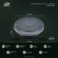 Conteneur alimentaire rond en PP de 1000 ml avec couvercle pour plats à emporter, bac de stockage jetable pour traiteur, compatible micro-ondes, anti-fuite, qualité alimentaire, sans BPA