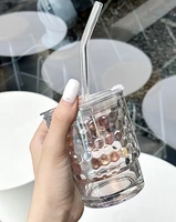 Vente en gros 350ml mignon Ins filles résistant à la chaleur voyage verre verres Portable clair tasse à boire paille pour Camping eau jus
