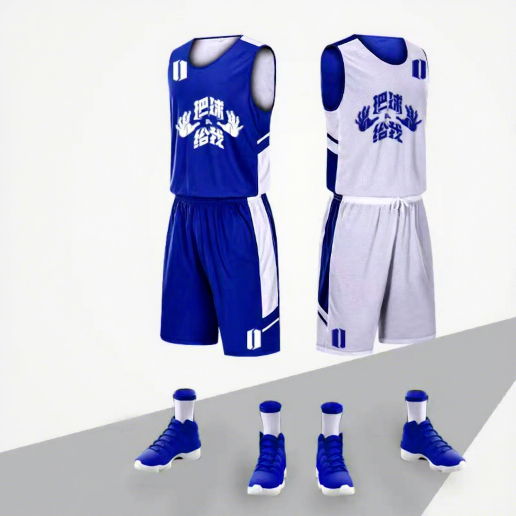 Blue and white double-sided wear