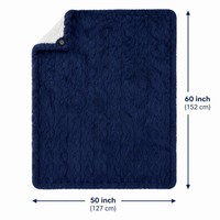 Couverture chauffante 50x60 pouces, bleu marine, flanelle sherpa, contrôle numérique, 6 niveaux de chauffage, arrêt automatique, lavable en machine