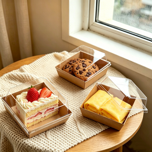Cajas para Hornear Gruesas Resistentes al Aceite de Grado Alimenticio, Contenedores para Sándwiches y Pasteles con Tapas Transparentes, Cajas de Embalaje para Pastelería con Logotipo Personalizado Imprimible - Product Image 1