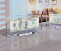 Présentoir acrylique double panneau Porte-billets en lucite transparent Présentoir de monnaie