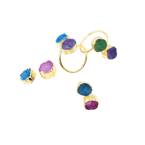 Anillo Ajustable de Cristal Natural con Doble Piedra, Chapado en Oro de 18K, para Mujer/Hombre, Joyería para Fiesta de Compromiso y Boda - Product Image 3