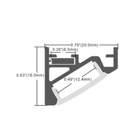 20x16MM pour lampe de ligne d'armoire profilé alu extrusion de canal angle mural 45 degrés bande led éclairage d'angle led profilé aluminium