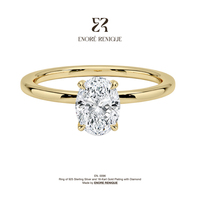 Bague de fiançailles solitaire ovale en moissanite VVS 1-8 carats, argent sterling 925 plaqué or 18 carats, bijoux fins pour femmes