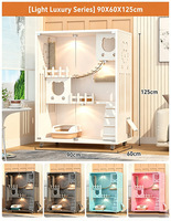 Cage à chat en bois de qualité supérieure, durable et de grande taille, villa à plusieurs niveaux pour chat avec maisonnette intégrée et espace pour litière, idéale pour l'élevage de chats d'intérieur.