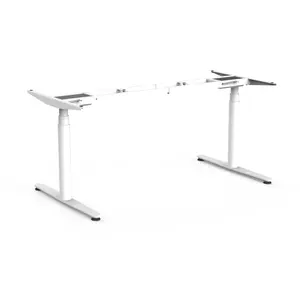 ZGO Ergonomic 2 Motors Round Tube 3 Stages Sit Stand Desk Electric Height Adjustable Rising Desk Frame For Home Office