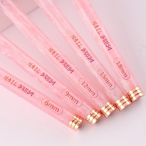 Nouveau stylo de dessin pour ongles en nylon rose, 5 ensembles de stylos pinceaux à ongles à pointe fine avec manche en résine, fournisseur en gros d'articles pour ongles - Product Image 4