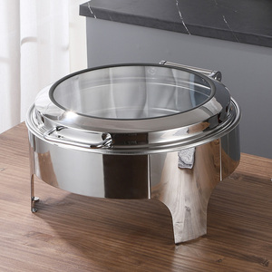 Chauffe-Plat Rond en Acier Inoxydable Liyunda Argenté 6L pour Mariages et Traiteur – Ensemble Chauffe-Plats Professionnel - Product Image 2