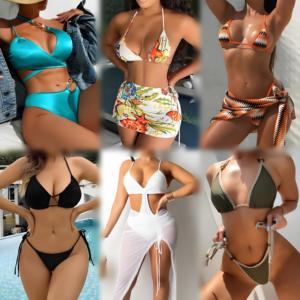 Vente en gros en vrac, liquidation d'usine, maillots de bain d'été d'occasion, vêtements de plage tendance, ensemble bikini deux pièces, styles variés, expédition aléatoire - Product Image 4