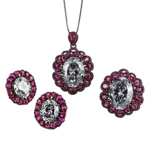 Vintage Eco-friendly Copper <b>Jewellery</b> Sets 13*18-10*12mm Black Gray Cubic Zirconia Necklace Earrings Ring for Daily & Party <b>Tu</b> - Product Image 1
