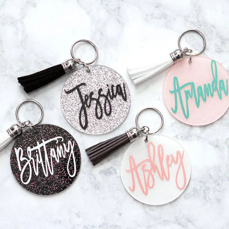 Motel khách sạn Key tag Móc Chìa Khóa tùy chỉnh long lanh quyến rũ thời trang dễ thương Acrylic Keychain bán buôn trống acrylic nhựa thép không gỉ