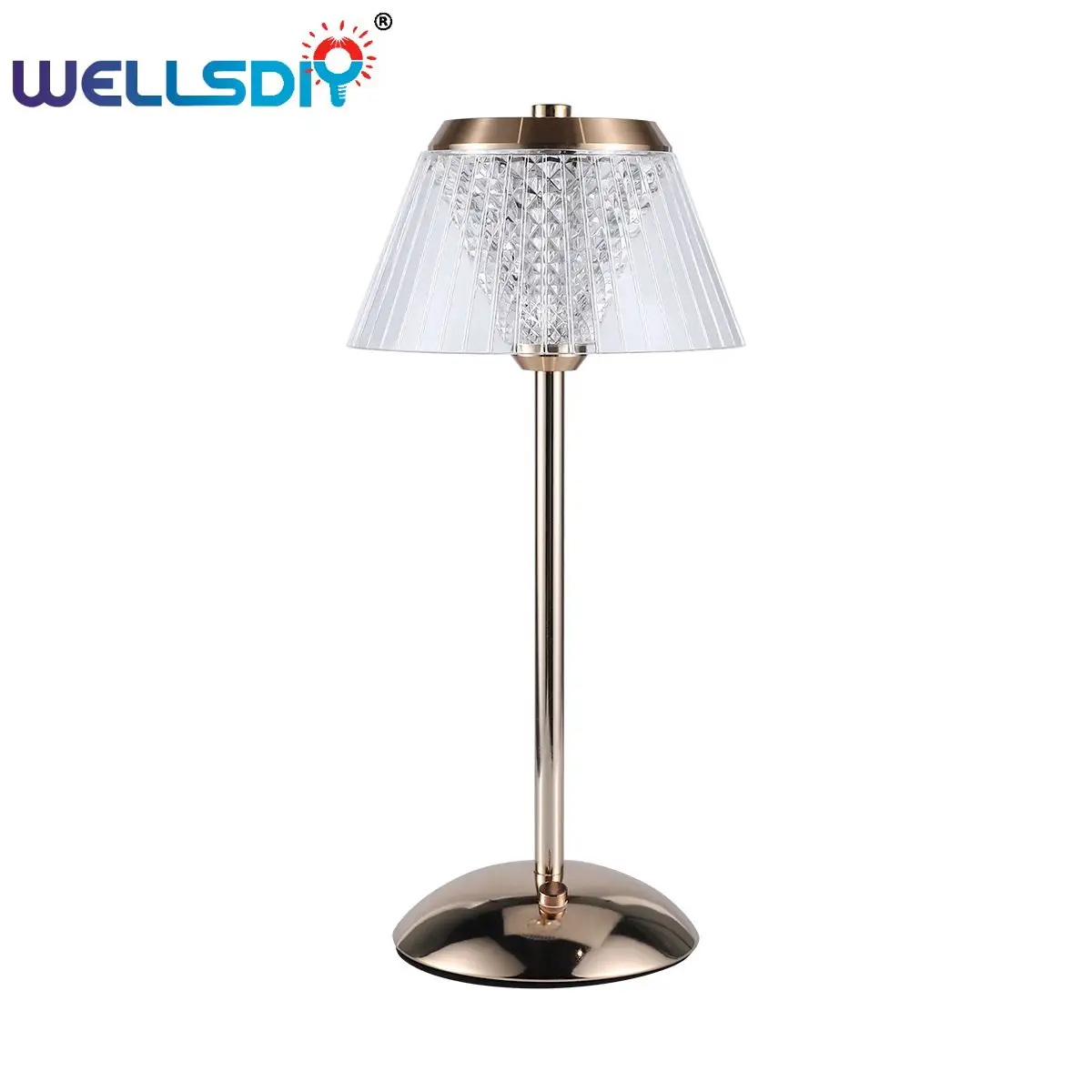 Wells Factory Price Retro Cordless Rechargeable Battery Desk Lamp Crystal LED Table Lamp With USB Port