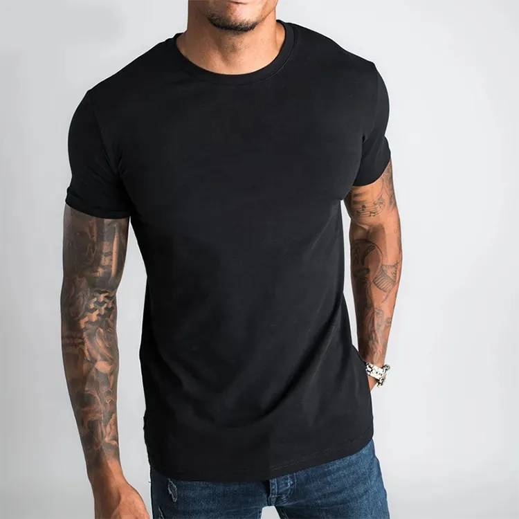 Wholesale Custom Cotton Fitness Blank T shirt Short Sleeve Mens Plain Gym T-shirt