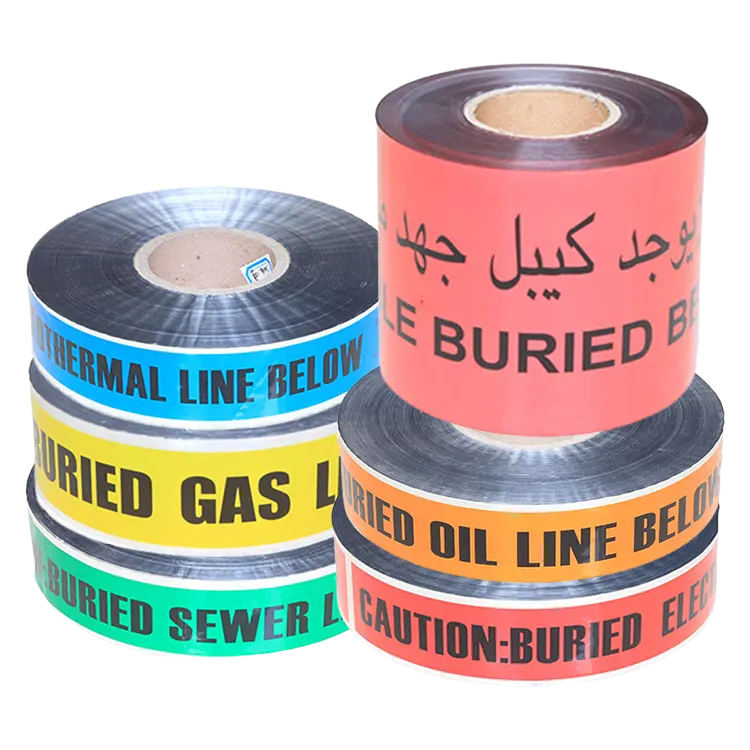 Caution Underground Buried Detectable Warning Tape Aluminium Foil Marking Tape for Metal Wire