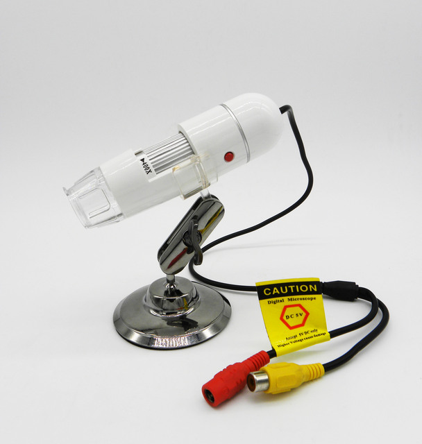 Caozhantao 400x TV AV Digital Microscope Portable Monocular Mini Industrial Light Microscope 0.3MP 8 LED ABS Universal Rotating