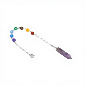 Péndulo de Joyería Reiki, Cadena de 7 Chakras, Cuarzo Curativo, Lapislázuli, Ópalo, Piedra Preciosa Hexagonal Grabada, para Decoración del Hogar, Radiestesia - Product Image 2