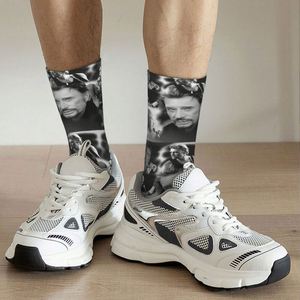 Chaussettes personnalisées rétro rock Johnny Hallyday pour un style chaud et tendance, chaussettes fantaisie du chanteur français - Product Image 5