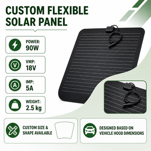 <span class=keywords><strong>Panneau</strong></span> <span class=keywords><strong>solaire</strong></span> monocristallin léger de forme personnalisée 50W 90W 100W, <span class=keywords><strong>panneau</strong></span> PV flexible ETFE avec support adhésif <span class=keywords><strong>pour</strong></span> capot de voiture, <span class=keywords><strong>camping</strong></span>-<span class=keywords><strong>car</strong></span>, fourgonnette - Product Image 3