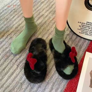 Brand New Product Pvc Sole Platform Slippers Artificial Fur Fairy Style Bow Slippers With Brand New High Quality - Product Image 5
