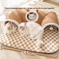 Lit et tunnel pour chat en peluche, pliable, universel toutes saisons, maisonnette de jeu pour animaux de compagnie