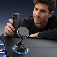 25W Vacuum Suction Wireless Car Phone Mount 360 °   Dudukan Dashboard Putar untuk IOS Android