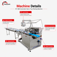 HY-680 Premium Stabiele, nauwkeurige verpakkingsmachine voor vers visvlees, bakkerijproducten, groenten, fruit en automatische servo-tray verpakkingen