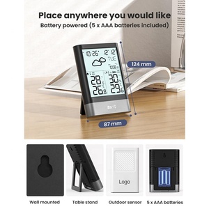 Estación Meteorológica Inalámbrica Termómetro digital Higrómetro con sensor exterior Pantalla LCD grande Reloj de pronóstico del tiempo - Product Image 5