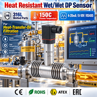 Sensor DP Basah/Tahan Panas dengan Bagian yang Terbasahi 316L untuk Filtrasi Oli Transfer Panas 150C pada Peralatan Cairan Kompak