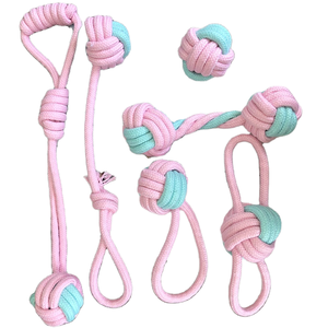 Jouets de luxe pour chiens : Balles distributrices de friandises interactives en corde de coton et caoutchouc, résistantes aux morsures, écologiques, pour petits chiens, pour le soin des dents - Product Image 1