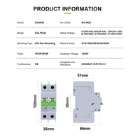 Disjoncteur miniature DC 6kA 10kA 300V 600V 900V 1200V 250V pour protection de système photovoltaïque MCB avec capacité de coupure 6-63A