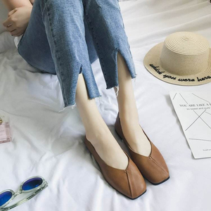 Chaussures plates en cuir PU pour femmes, à bout carré, confortables pour la marche, souples à enfiler, respirantes, style ballerines, pour l'automne, l'été et le printemps - Product Image 2