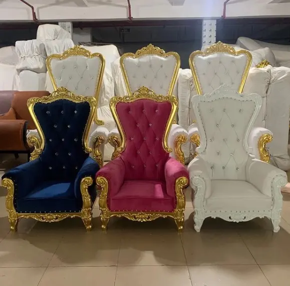 Atacado barato luxo alta volta real cadeiras luxo casamento rei trono cadeira para evento