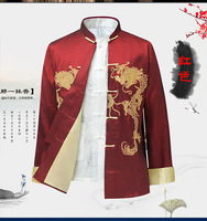 Chemise Hanfu de style traditionnel chinois avec broderie de dragon, costume Tang, t-shirts Kung Fu pour hommes, hauts, vestes, cheongsam, manteaux du Nouvel An