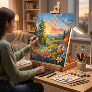 <strong>Custom</strong> <strong>Paint</strong> <strong>by</strong> <strong>Number</strong> Kit Spring Flower Landscape for Adults Acrylic Eco-friendly Canvas Home Wall Decor Gift Wholesale - Product Image 4