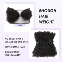 Originea Afro Kinky Bulk Capelli Umani Vergini Brasiliani per Dreadlock e Treccine, Estensioni a Doppia Trama con Punte Pieno, Personalizzabili