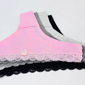 String en coton doux mélangé avec dentelle, taille basse, confortable, pour femmes - Product Image 6