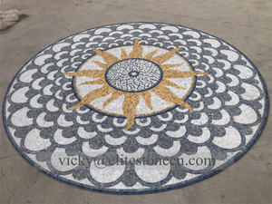 فاخر مخصص تصميم أرضية رخامية نفاثة للماء بلاط فسيفساء ميدالية مستطيلة نمط ميدالية رخامية مستديرة - Product Image 6