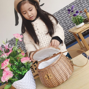 Tự Nhiên Wicker Dệt Trước Khi Xe Cố Định Xử Lý Công Suất Cao <span class=keywords><strong>MS</strong></span> Xe Đạp Phụ Kiện Xe Đạp Giỏ Wicker Giỏ Với Nắp - Product Image 6