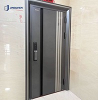 Puerta de Entrada Exterior de Acero Inoxidable Hecha a Medida para Villa con Aislamiento Acústico y Antirrobo, Diseño Moderno