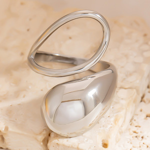 Geometric Stainless Steel <b>Ring</b> Silver Open Design Unisex Fashion Jewelry Gift Yiwu Made JZ21537S - Product Image 2